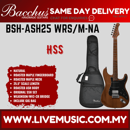 Bacchus BSH-ASH25 WRS/M-NA Global Series Roasted Maple Electric Guitar, Natural - Without Accessories ( BSHASH25 / BSH ASH25 / BSHASH25WRSM )