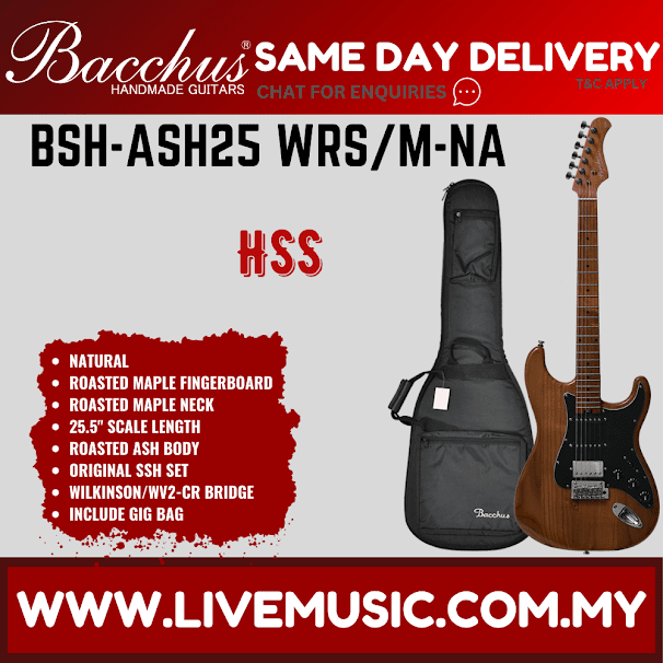 Bacchus BSH-ASH25 WRS/M-NA Global Series Roasted Maple Electric Guitar, Natural - Without Accessories ( BSHASH25 / BSH ASH25 / BSHASH25WRSM )