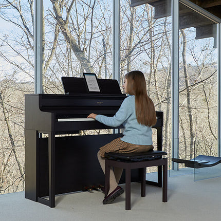 Roland HP704 88-keys Digital Piano with Bench, Stand, RH-5 Headphones, 3 Pedal, Note Stand and Adapter -Black ( HP-704 )