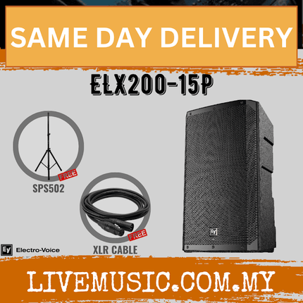 EV Electro-Voice ELX200-15P 1200W 15" Powered Speaker With Speaker Stand And Cable - Each (ELX200 15P ELX20015P)
