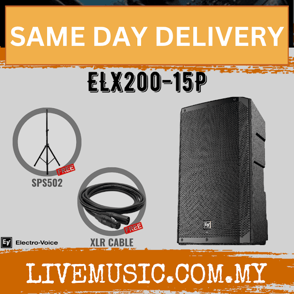 EV Electro-Voice ELX200-15P 1200W 15" Powered Speaker With Speaker Stand And Cable - Each (ELX200 15P ELX20015P)