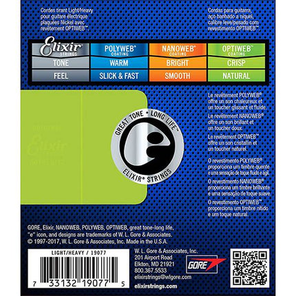 Elixir 19052 Optiweb Coated Electric Guitar String, Light (10-46)