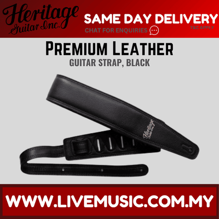 Heritage Premium Leather Guitar Strap, Black
