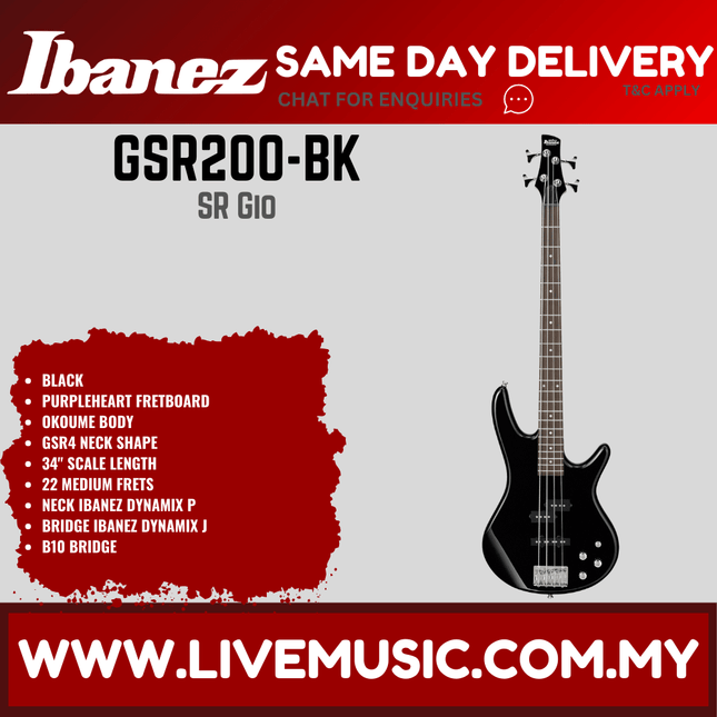 Ibanez GSR200 GIO Series 4-String Electric Bass - (GSR-200 GSR 200)