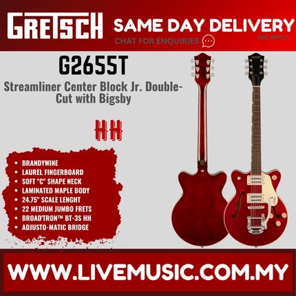 Gretsch G2655T Streamliner Center Block Jr. Electric Guitar, Brandywine