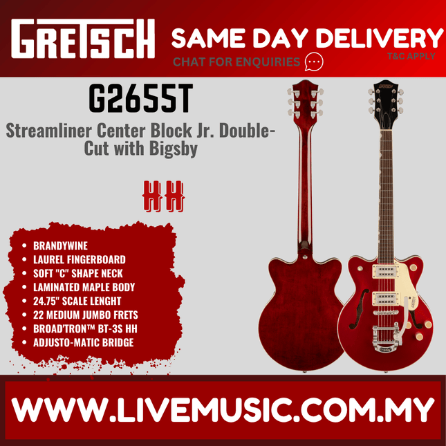 Gretsch G2655T Streamliner Center Block Jr. Electric Guitar, Brandywine