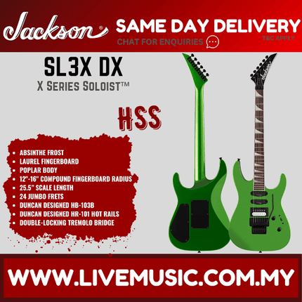 Jackson X Series Soloist SL3X DX Electric Guitar, Laurel FB, Absynthe Frost