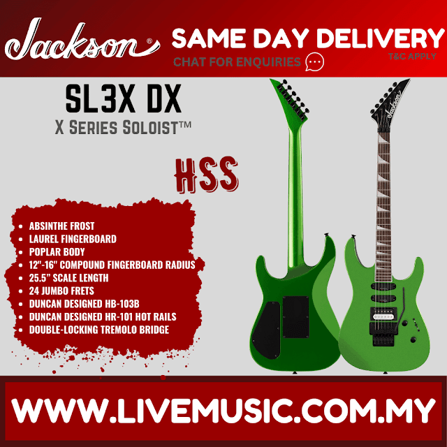 Jackson X Series Soloist SL3X DX Electric Guitar, Laurel FB, Absynthe Frost