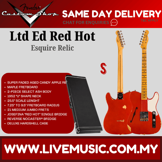 Fender Custom Shop Limited Edition Red Hot Esquire Relic, Super Faded Aged Candy Apple Red