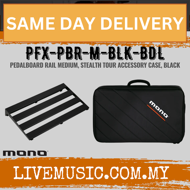 MONO Pedalboard Rail Medium, Black and Stealth Tour Accessory Case, Black