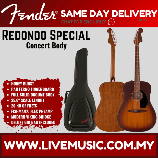 Acoustic guitar with honey sunburst body and padded black gig bag