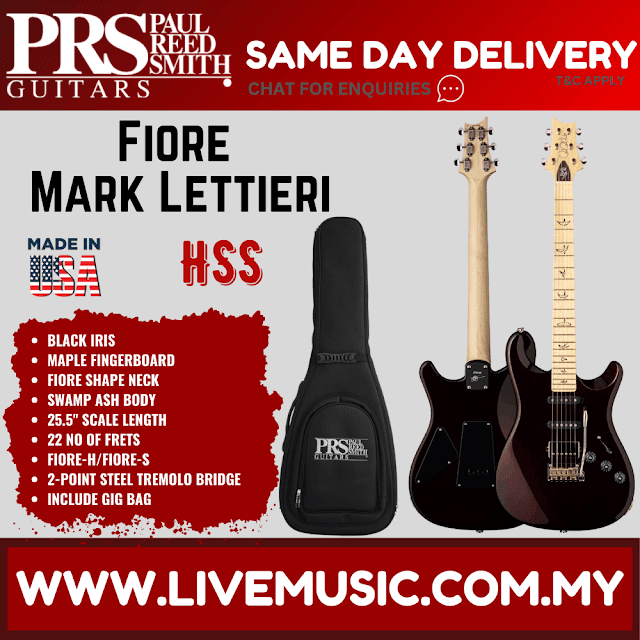 PRS Mark Lettieri Fiore Electric Guitar w/Bag, Black Iris