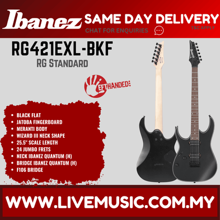 Ibanez RG421EXL-BKF - Lef Handed Electric Guitar, Black Flat (RG421EXL/RG421EX)