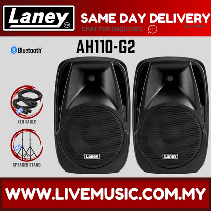 Laney AH110-G2 Audiohub Venue Complete PA System with Bluetooth w/Speaker Stand And Cable, Each / Pair ( AH110G2)