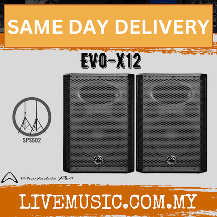 WHARFEDALE PRO EVO-X12 Series 300 Watts RMS 12" 2-Way Passive Loudspeaker With Speaker Stand - Each / Pair (EVOX12/EVO X12)