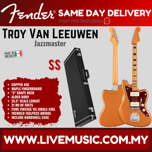 Fender Troy Van Leeuwen Jazzmaster Electric Guitar, Maple FB, Copper Age