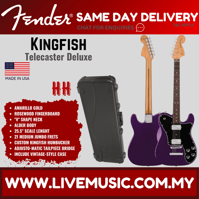 Fender Kingfish Telecaster Deluxe Electric Guitar, RW FB, Mississippi Night