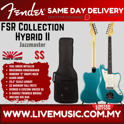 Fender FSR Collection Hybrid II Jazzmaster Electric Guitar, RW FB, Teal Green Metallic