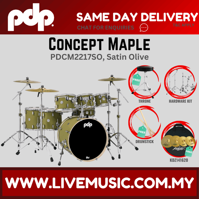 PDP by DW CM7 Concept Maple Shell Pack - 7-piece with KDZ141620 Cymbals - (PDCM2217)