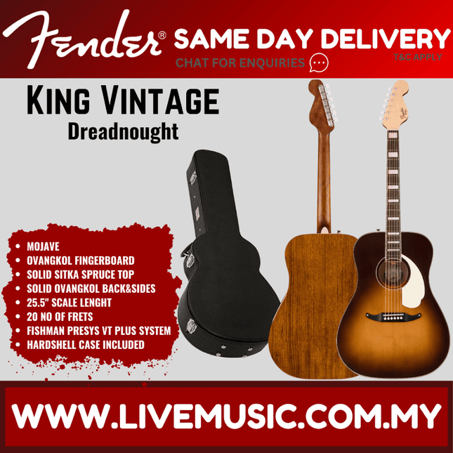 Mojave vintage dreadnought acoustic guitar with black hardshell case