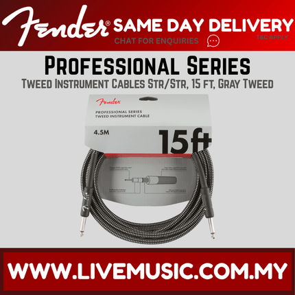Fender Professional Series Instrument Cable, 15ft - Grey Tweed