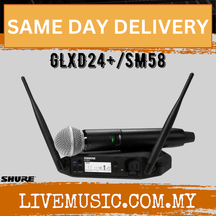 Shure GLXD24+/SM58 Digital Wireless Handheld Mic System with SM58 Capsule w/Hard Case ( GLXD24+ / SM58 )