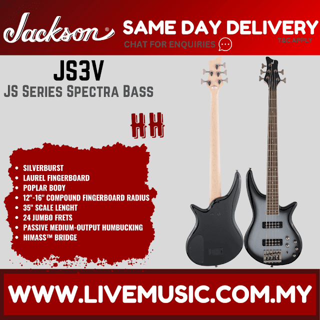 Jackson JS Series Spectra JS3V 5-String Bass Guitar, Laurel Fretboard - Silver Burst (JS-3V/JS 3V)