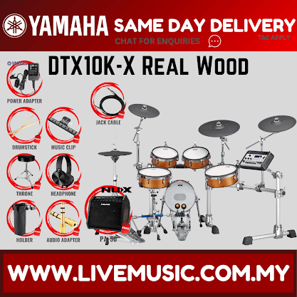 Yamaha DTX10KX-RW Electronic Drum Set With Amplifier And Drum Throne - Real Wood ( DTX10 / DTX10K / DTX10KX )
