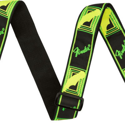 Fender Neon Monogram Guitar Strap, Green/Yellow  ( Neon-Monogram / NeonMonogram )