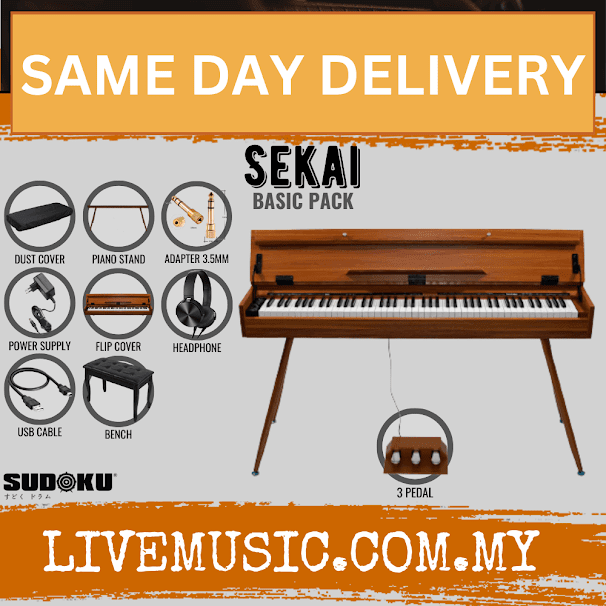 Sudoku Sekai Grand 88-keys Digital Piano Fully Weighted Hammer Action w/Piano Stand, Piano Bench, Headphone, 3 Pedal