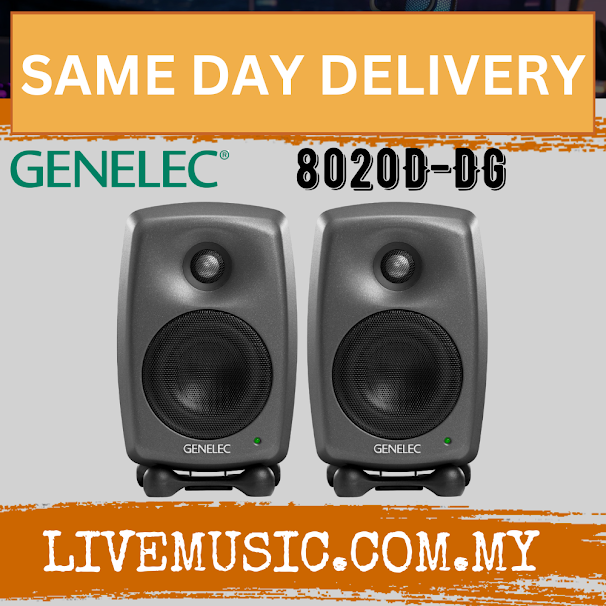 Genelec 8020D 4″ Powered Studio Monitor Speaker, Dark Grey/White/Raw - Pair (8020 D 8020-D)
