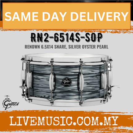 Gretsch RN2-6514S-SOP Renown 6.5x14inch Snare Drum, Silver Oyster Pearl