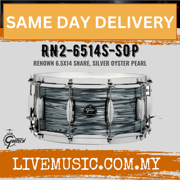 Gretsch RN2-6514S-SOP Renown 6.5x14inch Snare Drum, Silver Oyster Pearl
