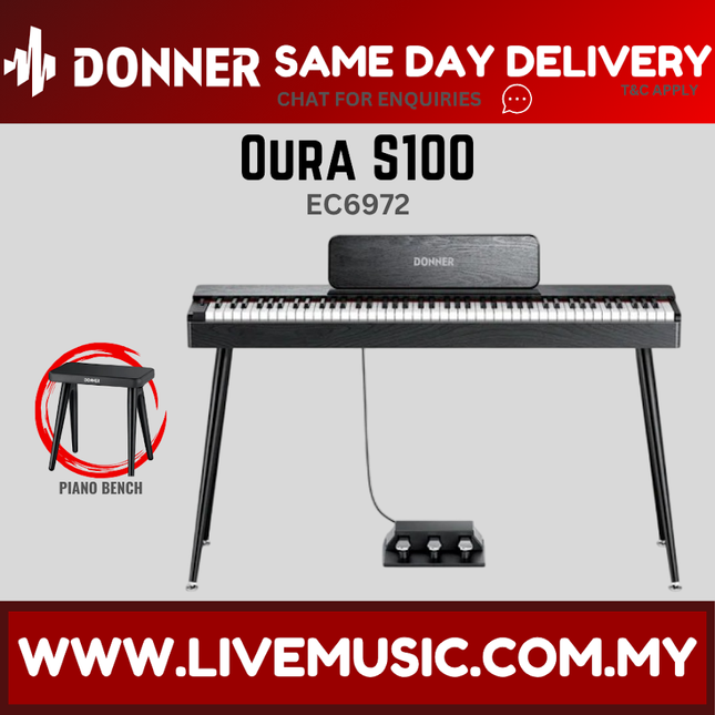 Donner EC6972 OURA S100 88 Keys Digital Piano, Black ( EC-6972 EC 6972 )