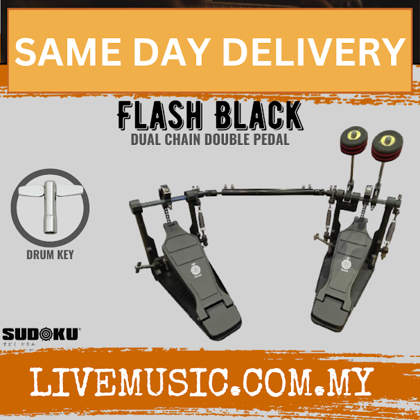 Sudoku Flash Black Dual Chain Double Pedal Drum W/ Pedal Bag