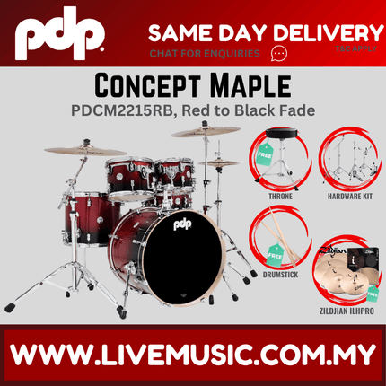 PDP by DW CM5 Concept Maple Shell Pack - 5-piece With ILHPRO Cymbals Set ( PDCM2215 )