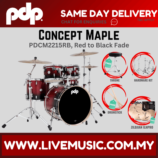 PDP by DW CM5 Concept Maple Shell Pack - 5-piece With ILHPRO Cymbals Set ( PDCM2215 )