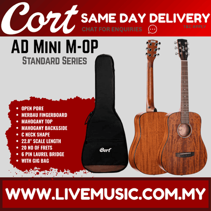 Cort AD Mini M - Acoustic Guitar Full Mahogany with Bag (ADMini AD-Mini)