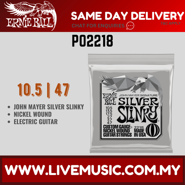 Ernie Ball P02218 John Mayer Signature Silver Slinky Electric Guitar Strings