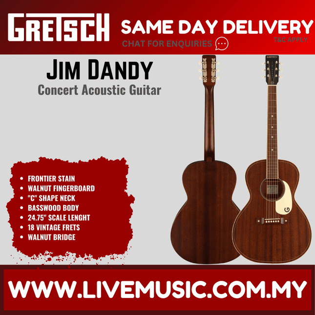 Gretsch Jim Dandy Concert Acoustic Guitar, Frontier Stain