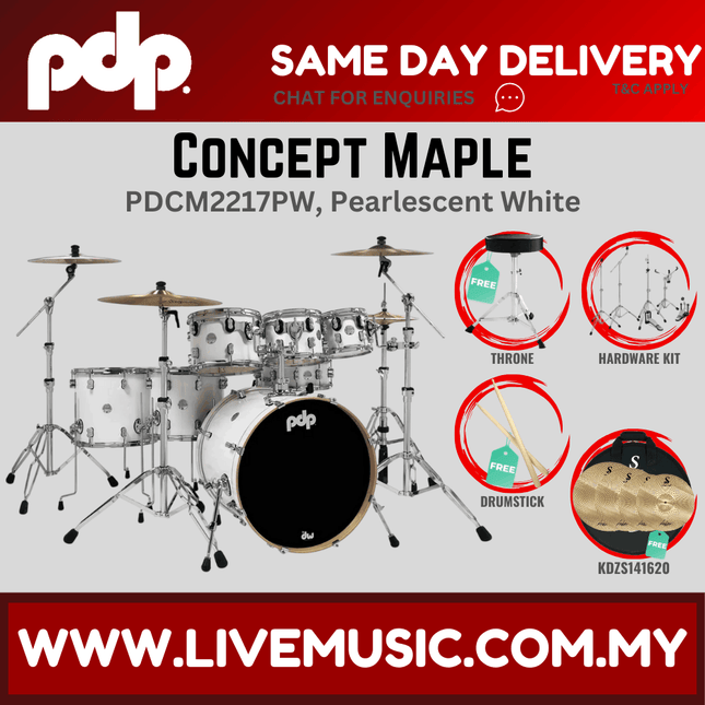 PDP by DW CM7 Concept Maple Shell Pack - 7-piece with KDZS141620 Silent Cymbals - (PDCM2217)