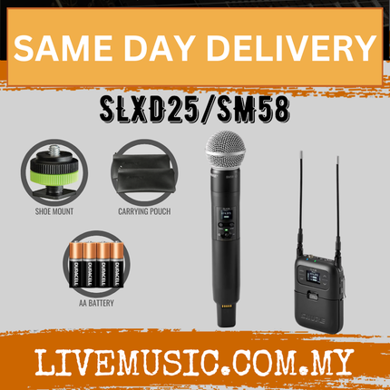 Shure SLXD25/SM58 Portable Wireless Handheld System with SM58 ( SLXD SLXD25 SM58 / SLXD25SM58 )