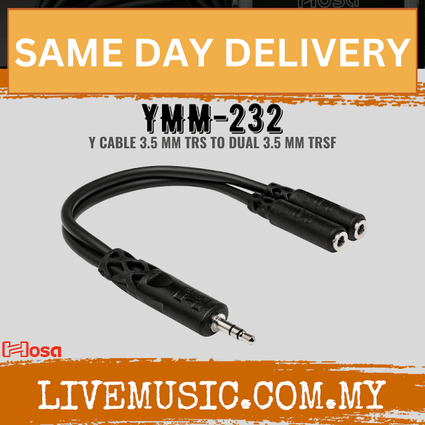 Hosa YMM-232 Y Cable, 3.5mm TRS to 3.5mm TRSF (YMM232/YMM 232)