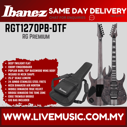 Ibanez RGT1270PB-DTF Electric Guitar w/Gig Bag, Deep Twilight Flat ( RGT1270PB DTF / RGT1270PBDTF )