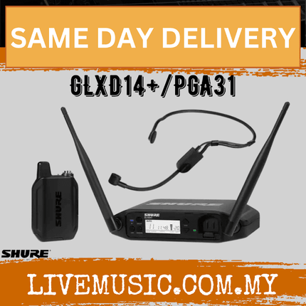 Shure GLXD14+/PGA31 Digital Wireless Headset System with PGA31 Microphone ( GLXD14+ / PGA31 )