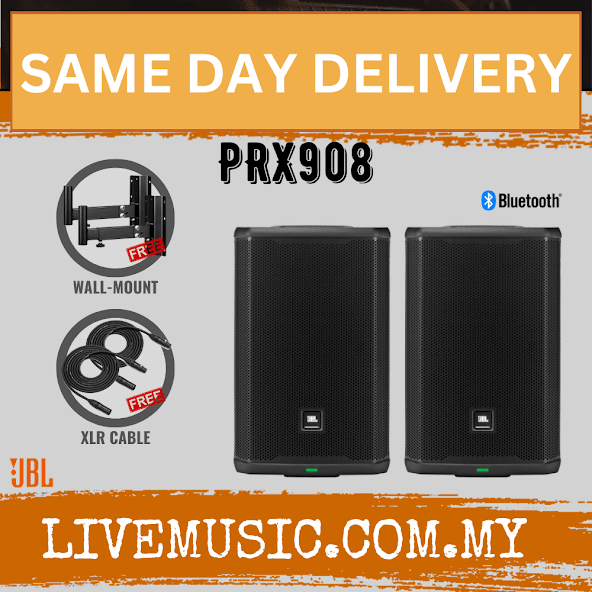 JBL PRX908 8-inch Powered Loudspeaker With Speaker Stand And Cable - Each / Pair ( PRX-908 / PRX 908 )
