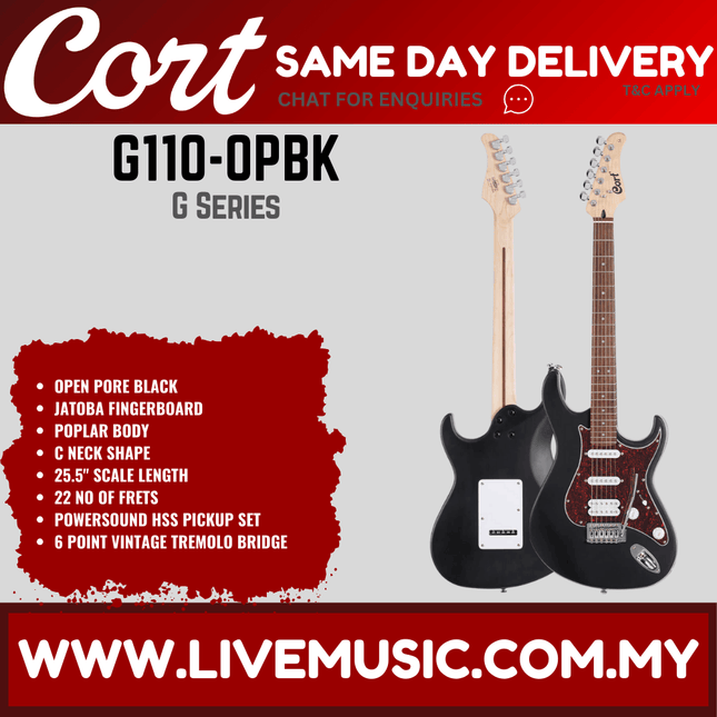 Cort G110-OPB Electric Guitar Jatoba Fretboard with Gig Bag - Black ( G110OPB / G110)