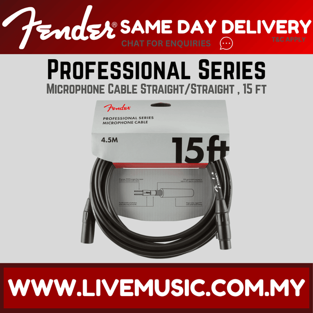 Fender Professional Series Microphone Cable, 15ft - Black