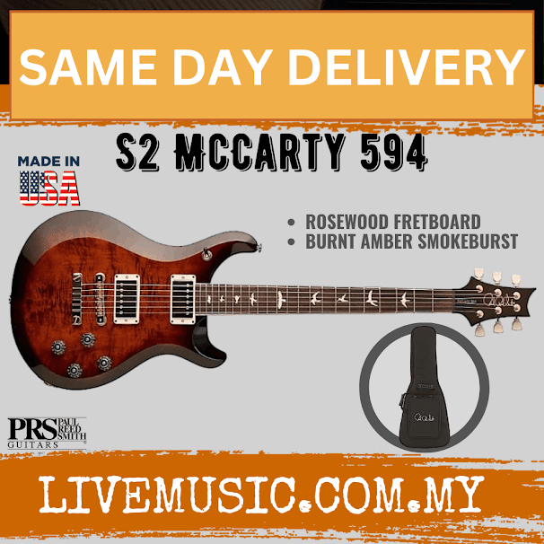 PRS S2 McCarty 594 Electric Guitar with Bag - McCarty Sunburst/Burn Amber/Elephant Gray/Whale Blue