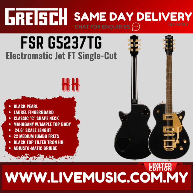 Gretsch FSR G5237TG Electromatic Jet FT Single-Cut Guitar - Black Pearl